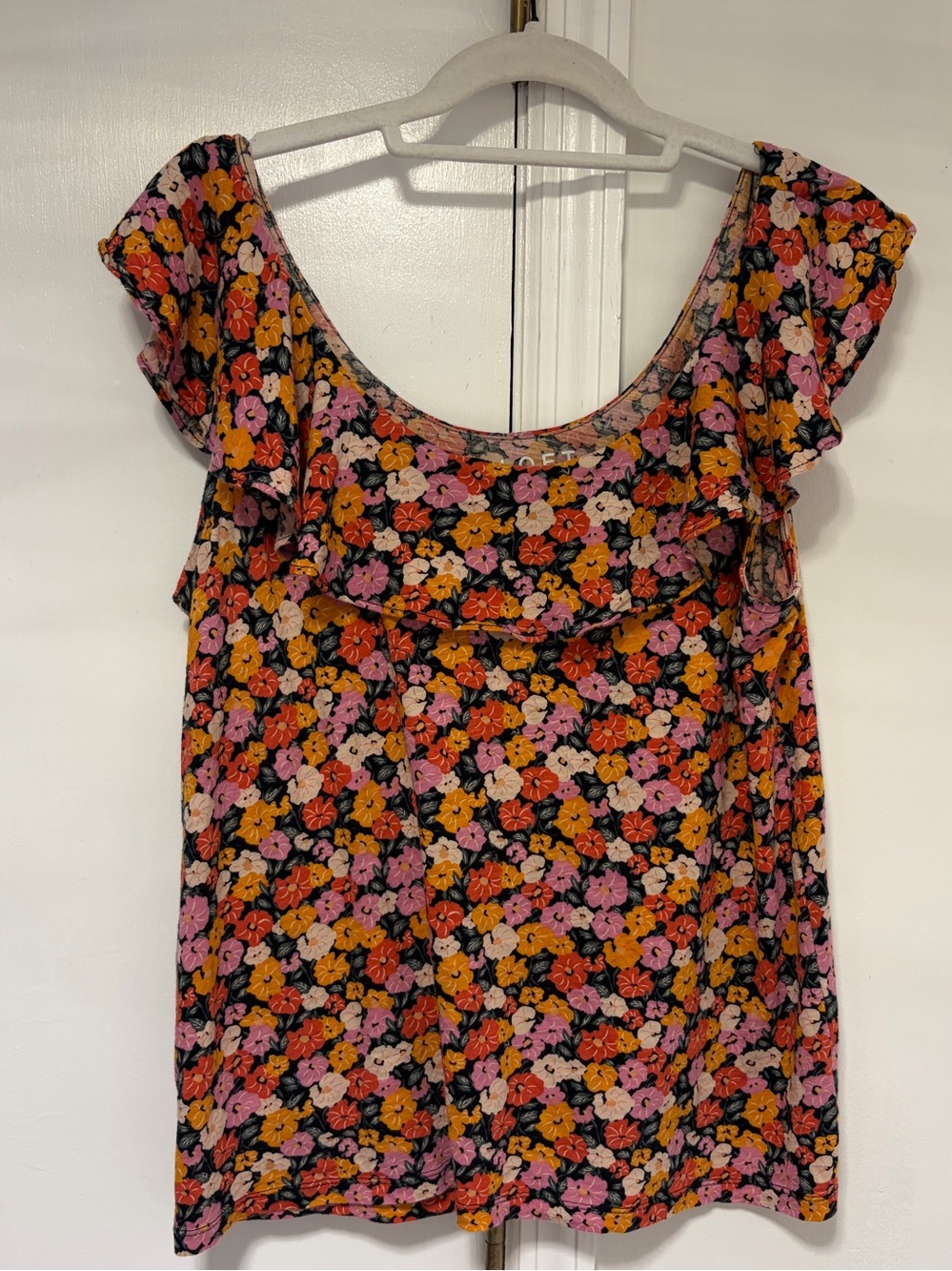 LOFT Floral Ruffle Tank – Size L